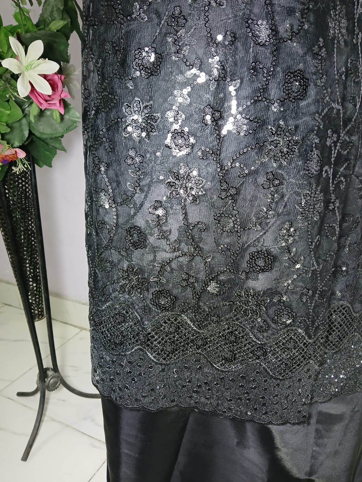 Embroidered Net Unstiched 3PC