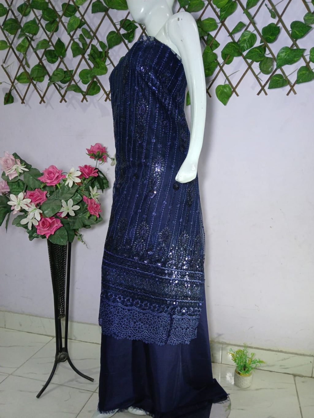 Embroidered Net Unstiched 3PC