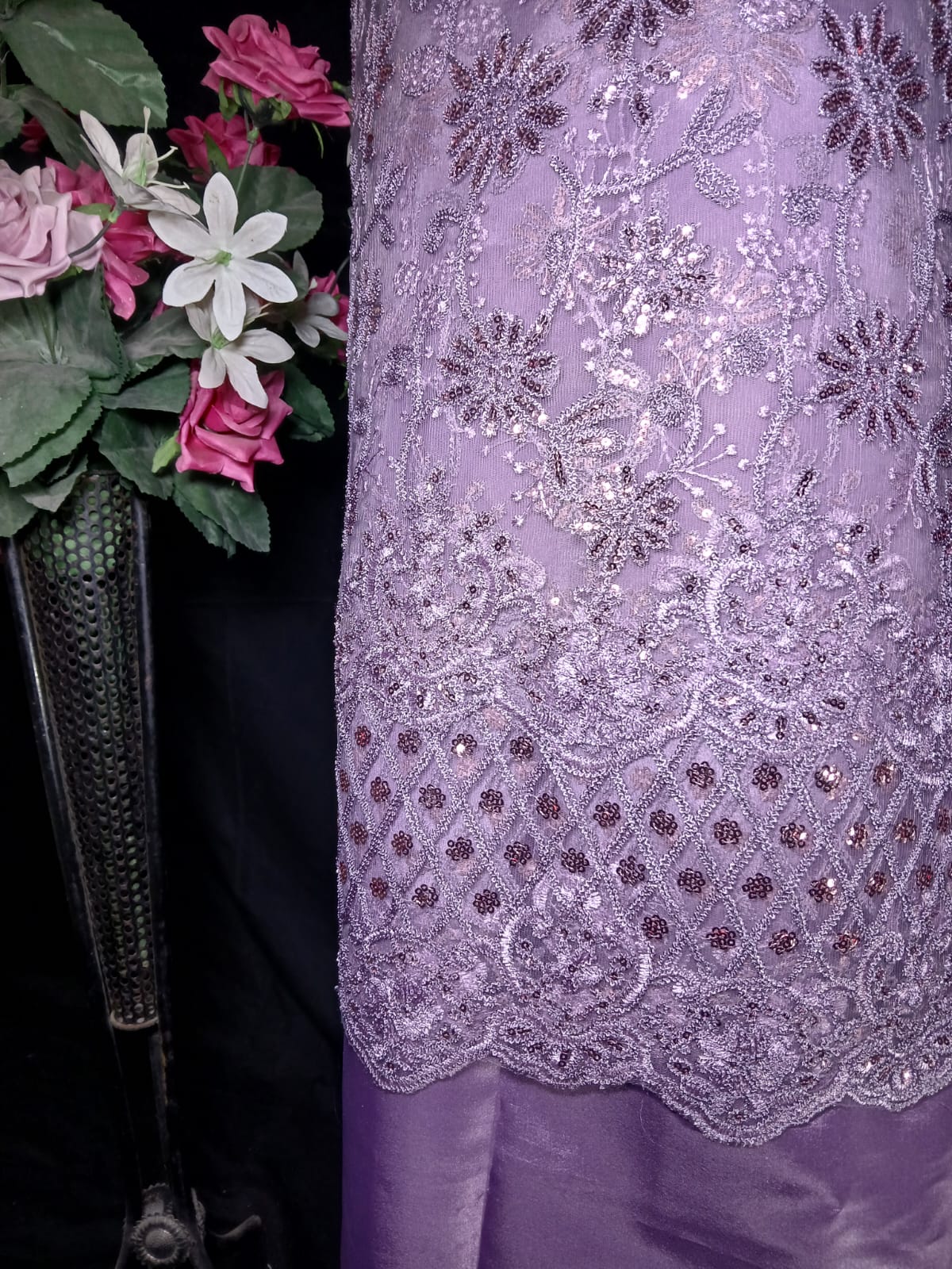 Embroidered Net Unstiched 3PC