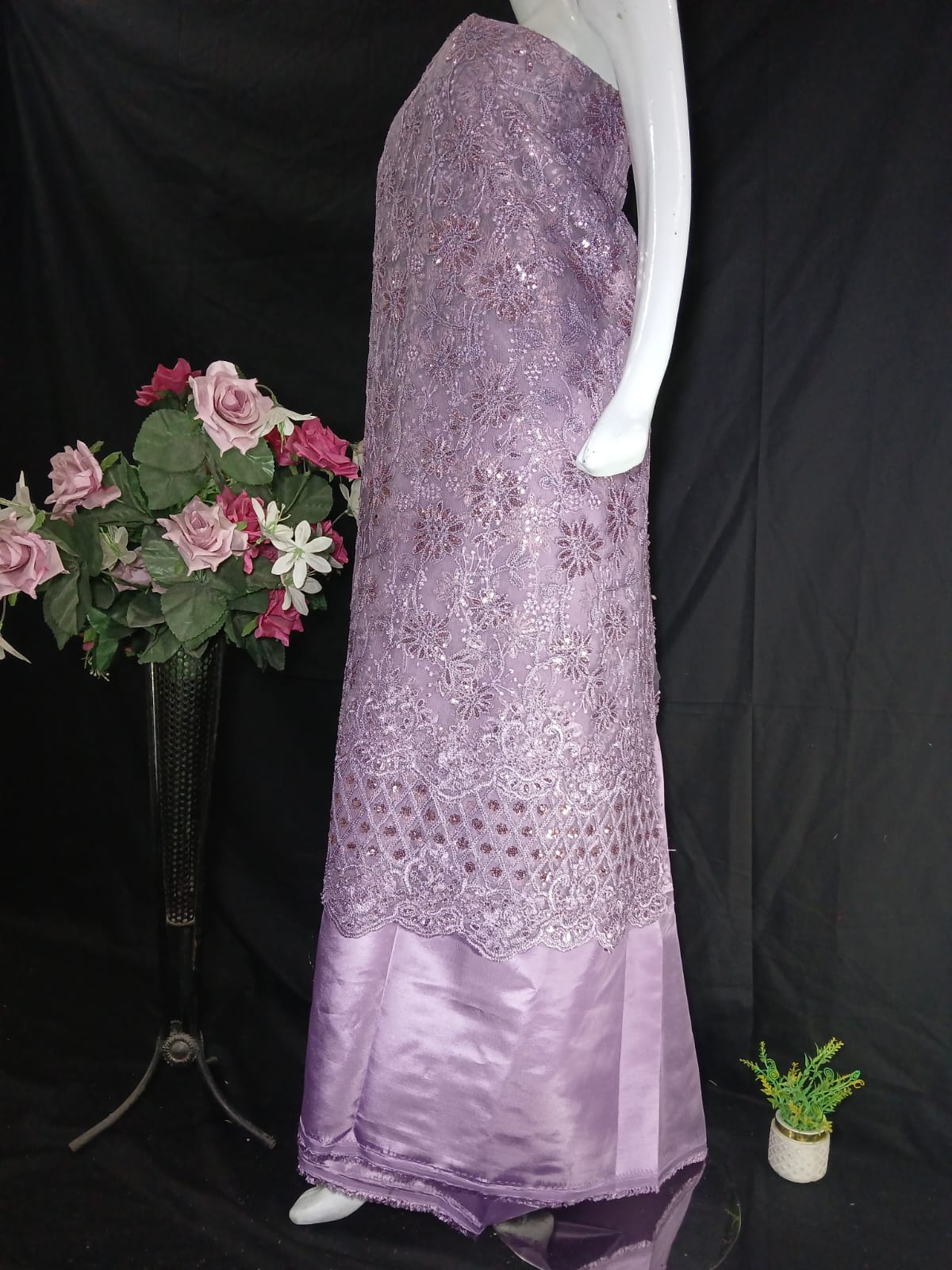 Embroidered Net Unstiched 3PC