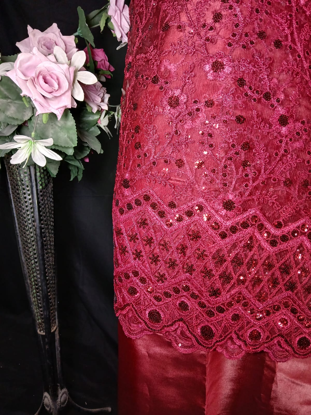 Embroidered Net Unstiched 3PC