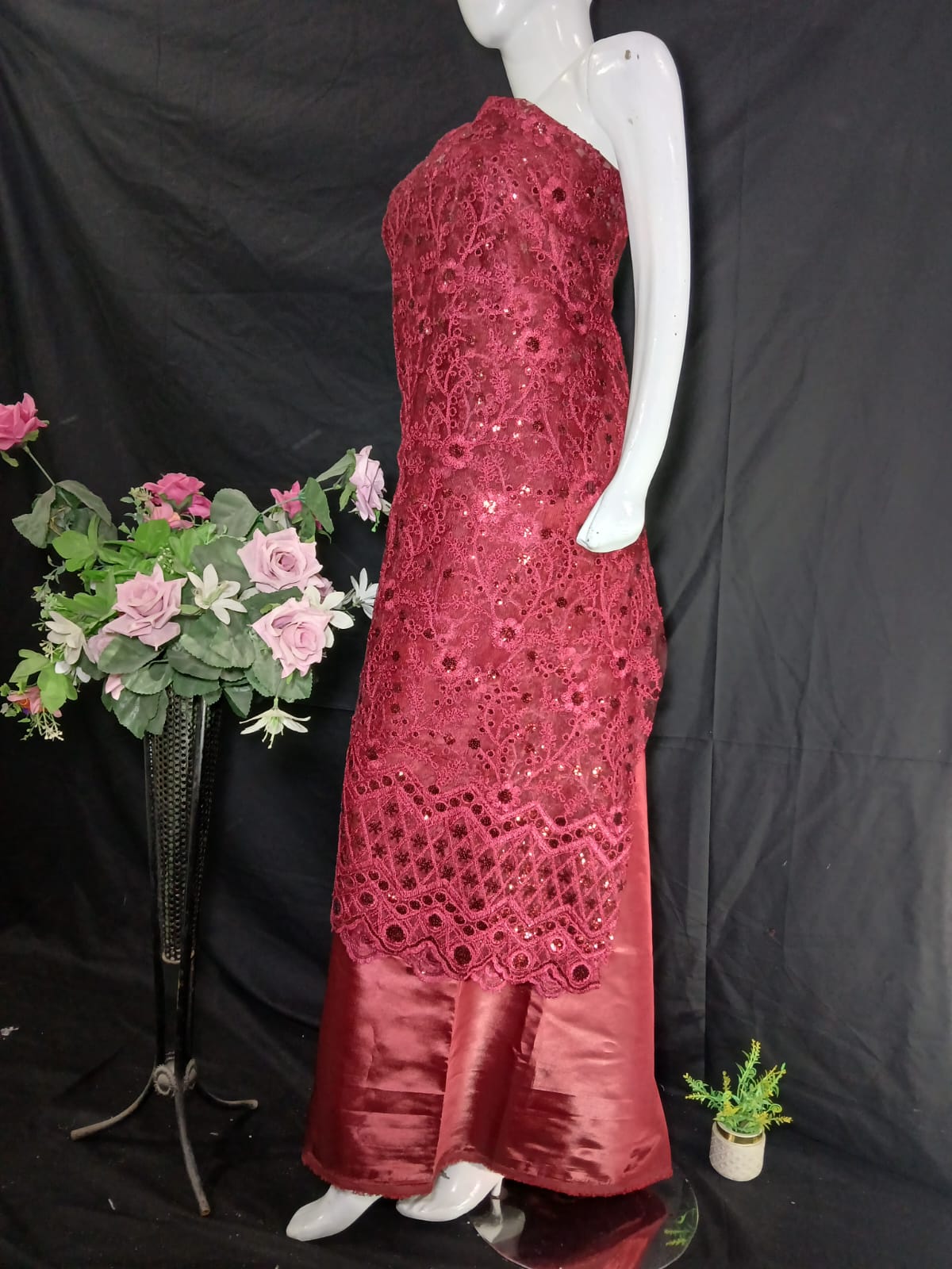 Embroidered Net Unstiched 3PC