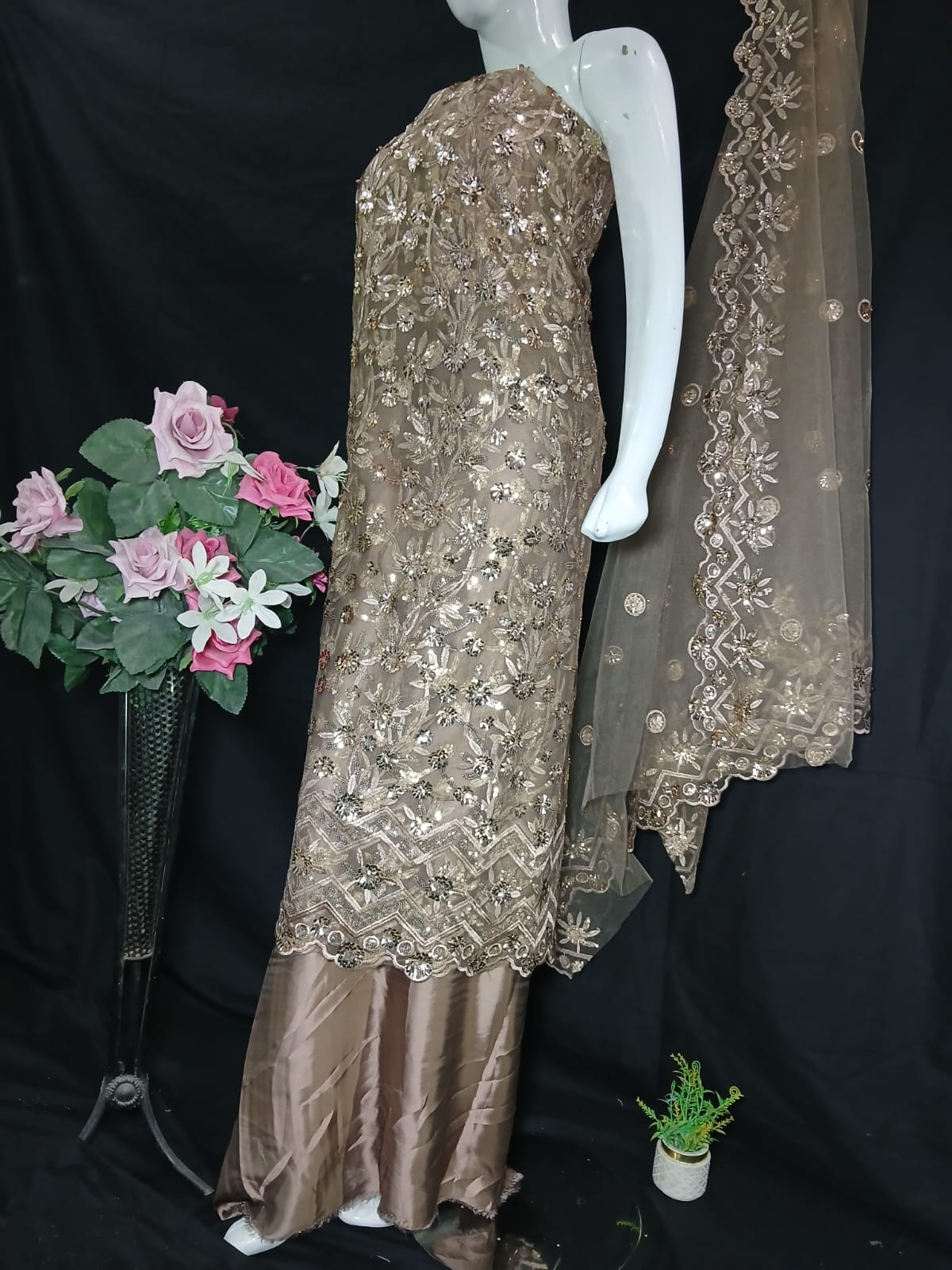 Embroidered Net Unstiched 3PC