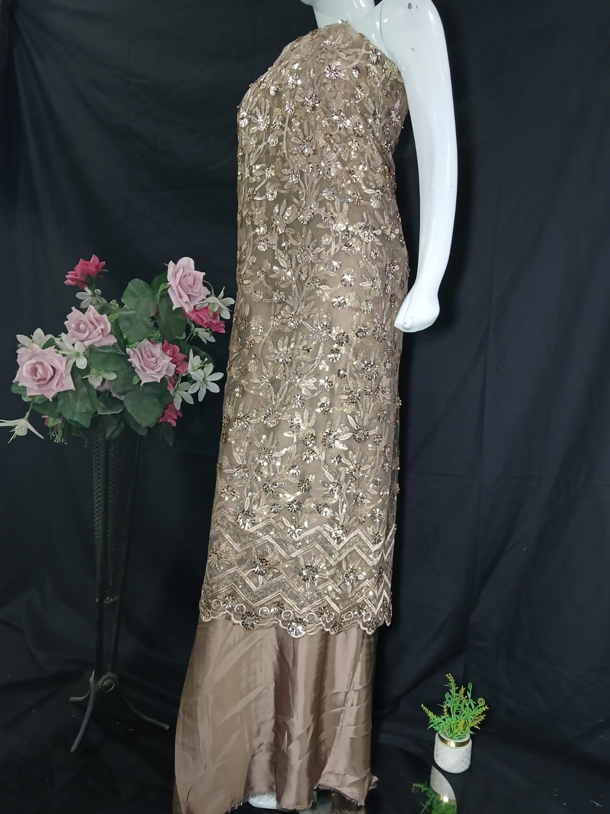 Embroidered Net Unstiched 3PC