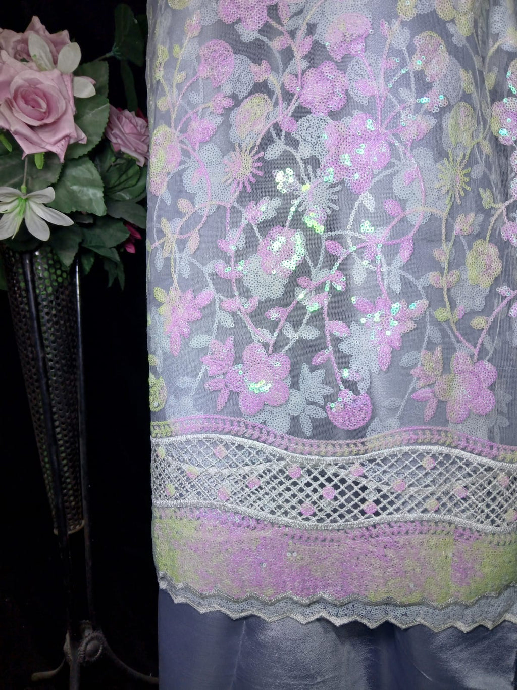 Embroidered Net Unstiched 3PC