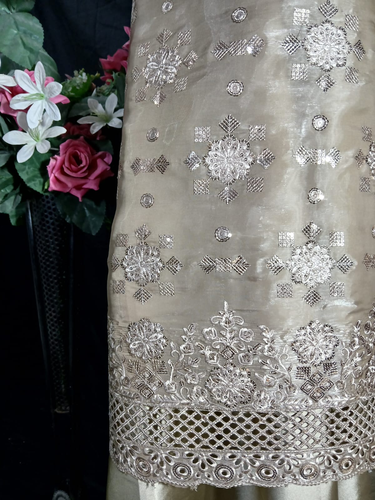 Embroidered Silk Unstiched 3PC