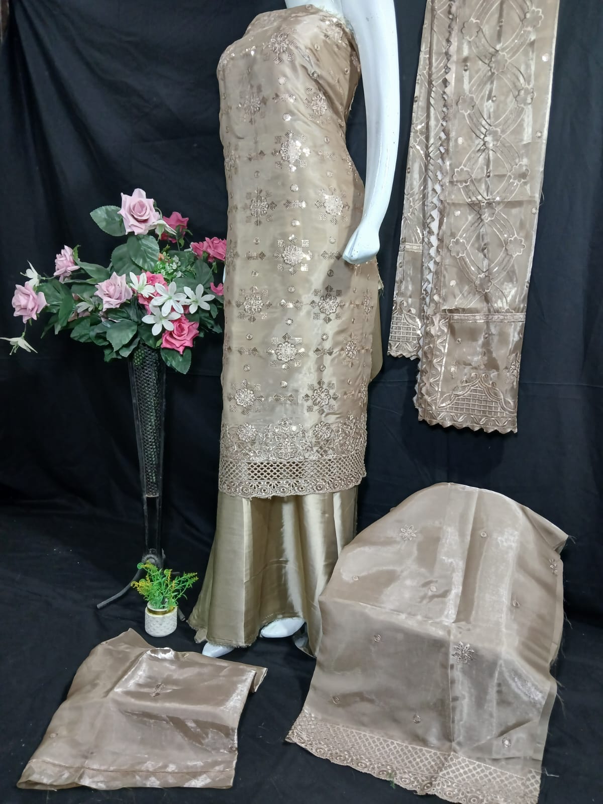 Embroidered Silk Unstiched 3PC