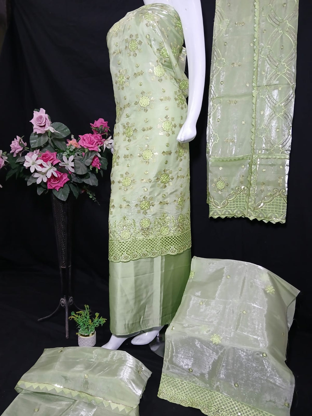 Embroidered Silk Unstiched 3PC
