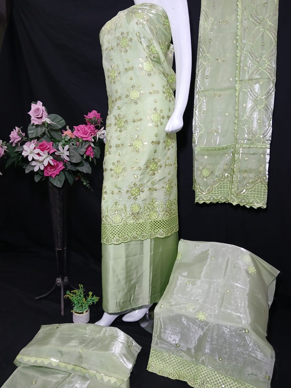 Embroidered Silk Unstiched 3PC