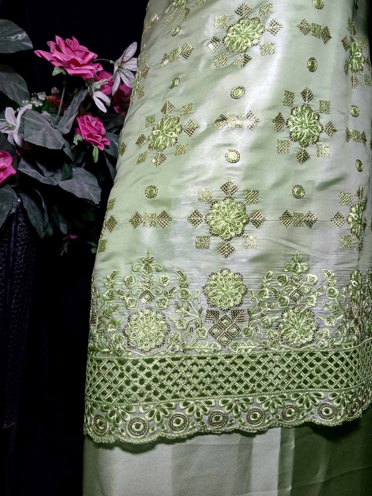 Embroidered Silk Unstiched 3PC