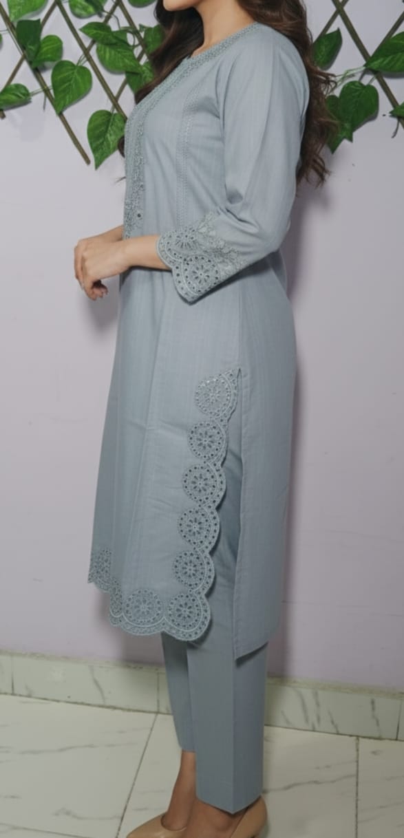 Embroidered Cotton stiched 2pc