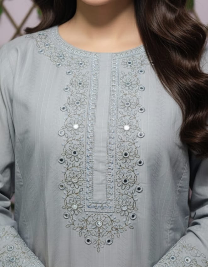 Embroidered Cotton stiched 2pc