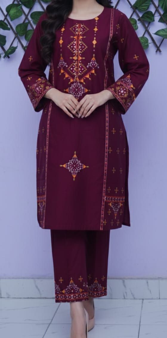 Embroidered Cotton lawn stiched 2Pc