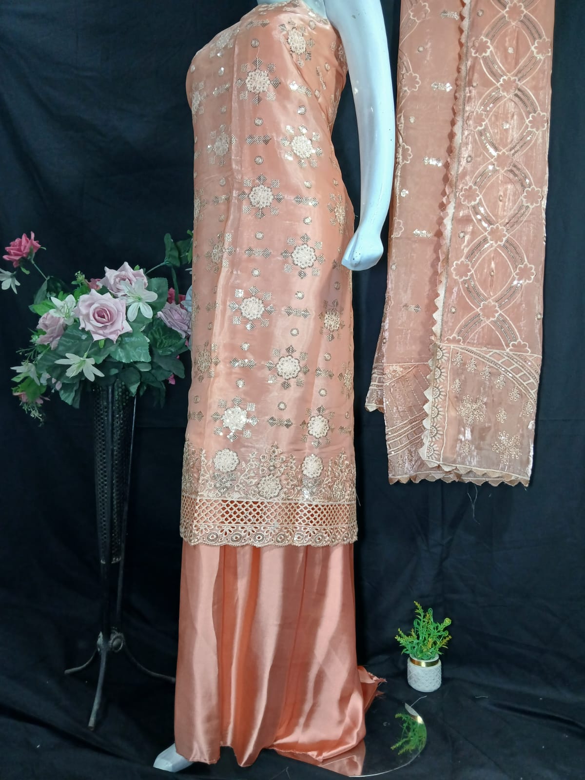 Embroidered Silk Unstiched 3PC