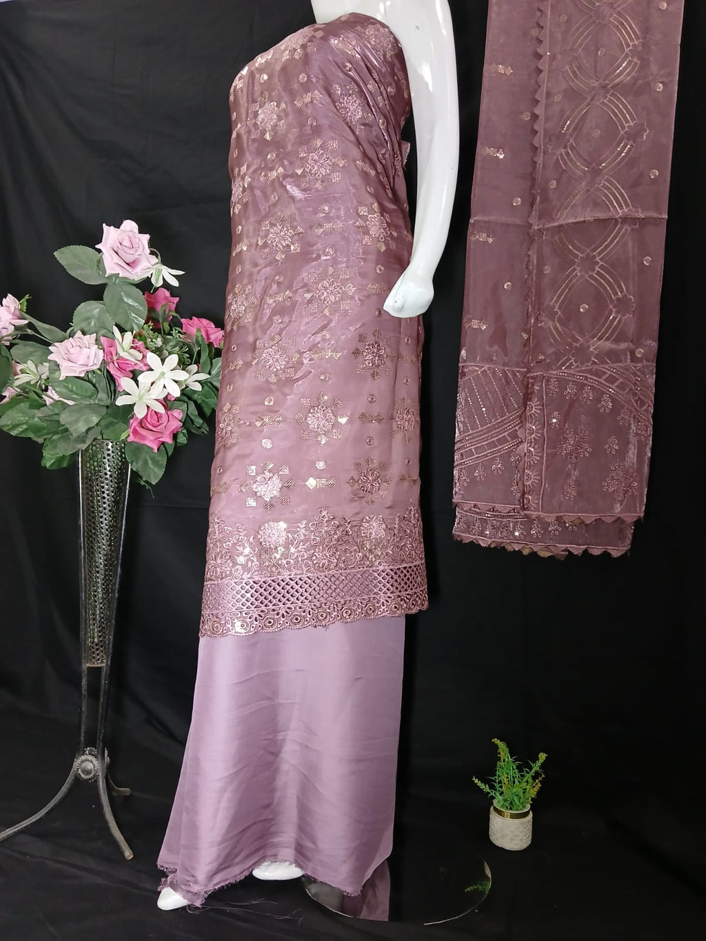 Embroidered Silk Unstiched 3PC