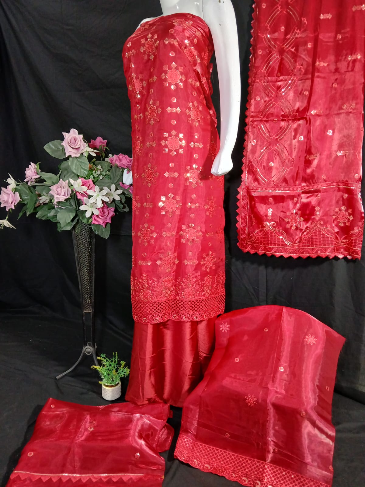 Embroidered Silk Unstiched 3PC