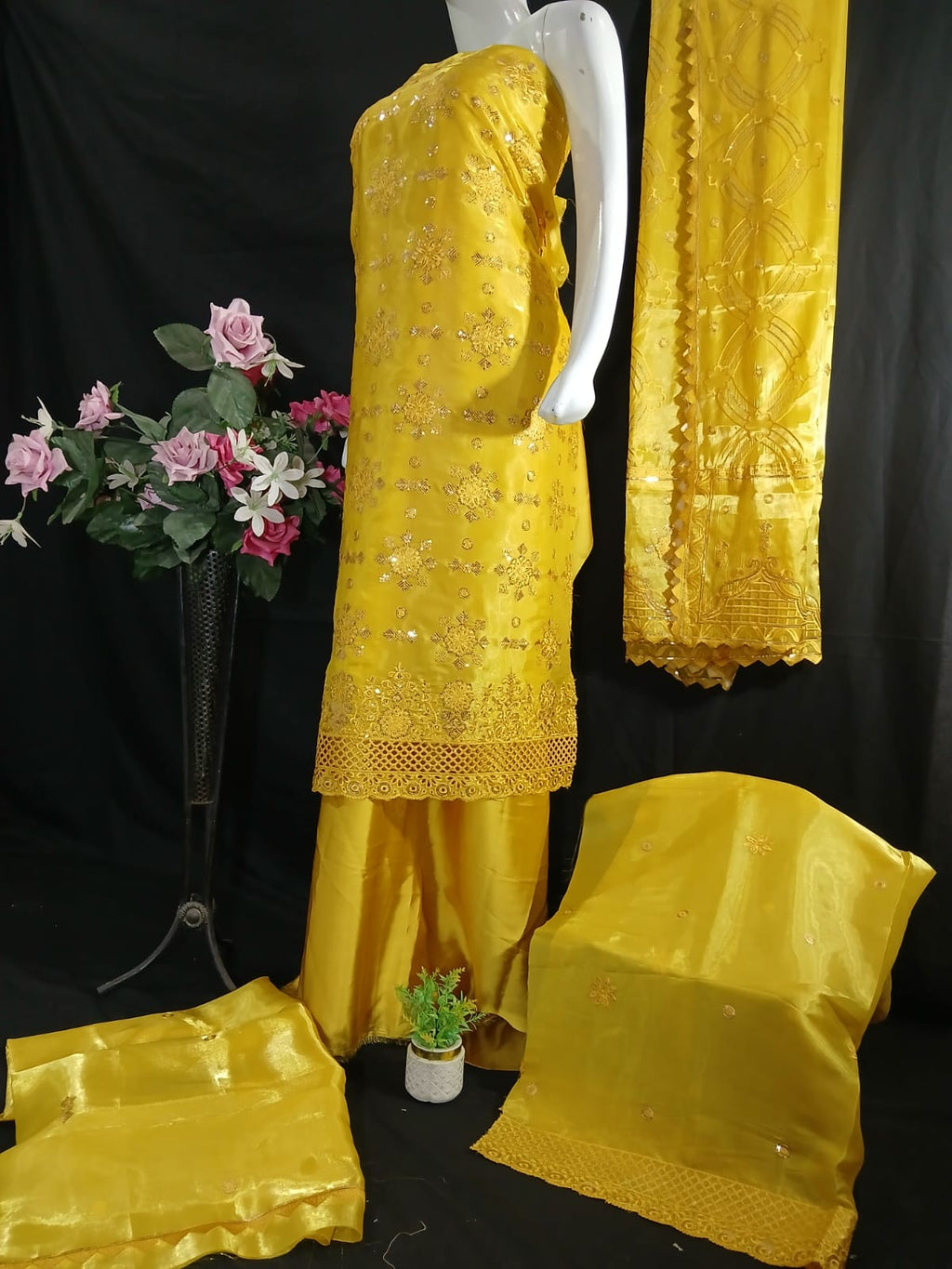 Embroidered Silk Unstiched 3PC