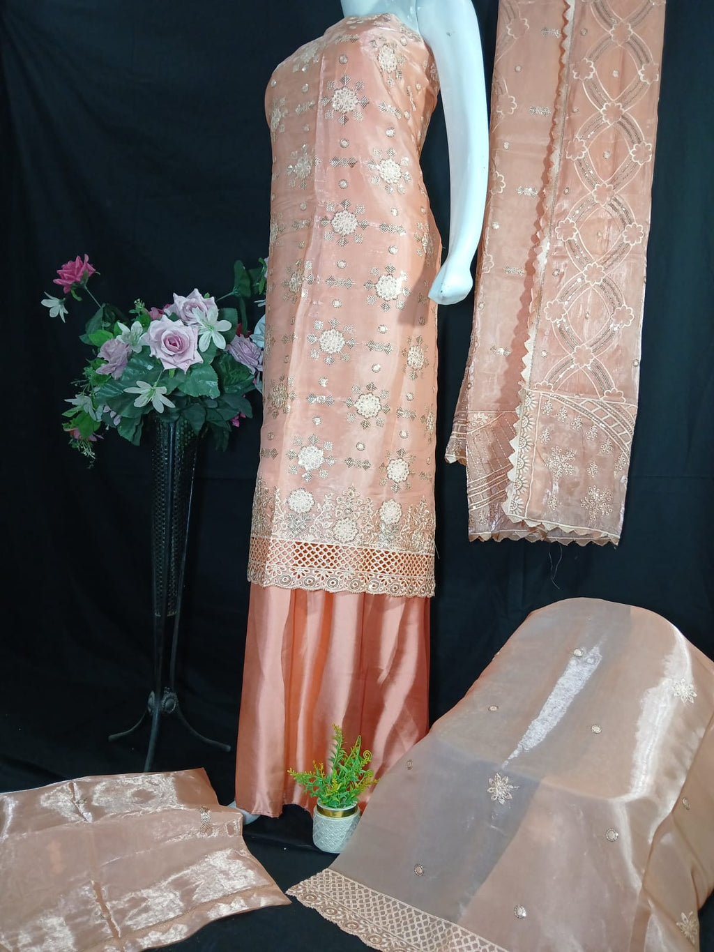 Embroidered Silk Unstiched 3PC