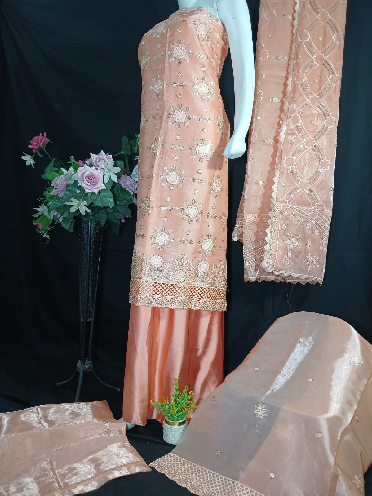 Embroidered Silk Unstiched 3PC