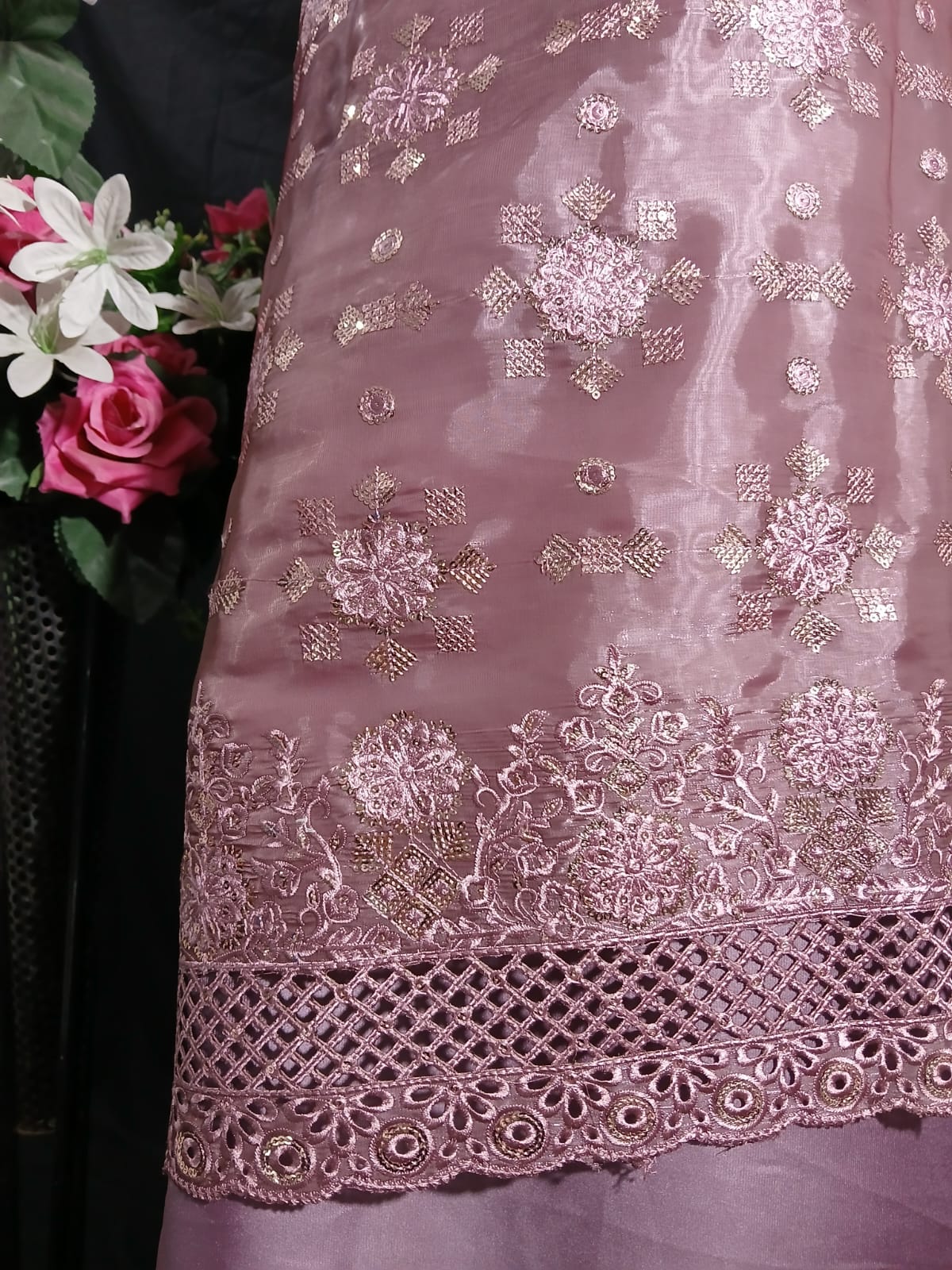 Embroidered Silk Unstiched 3PC