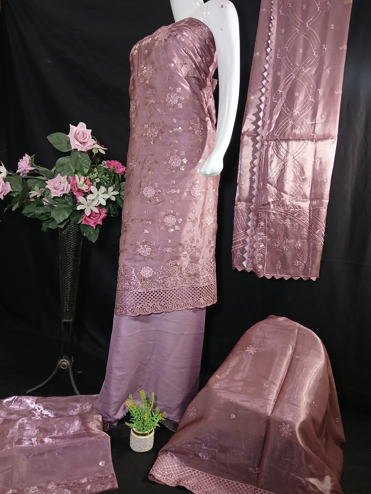 Embroidered Silk Unstiched 3PC